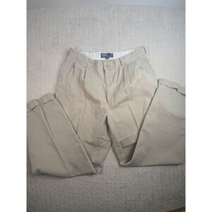Vintage Polo Ralph Lauren Hammond Chino Pants Mens Size 36/32 Beige Pleated Cuff